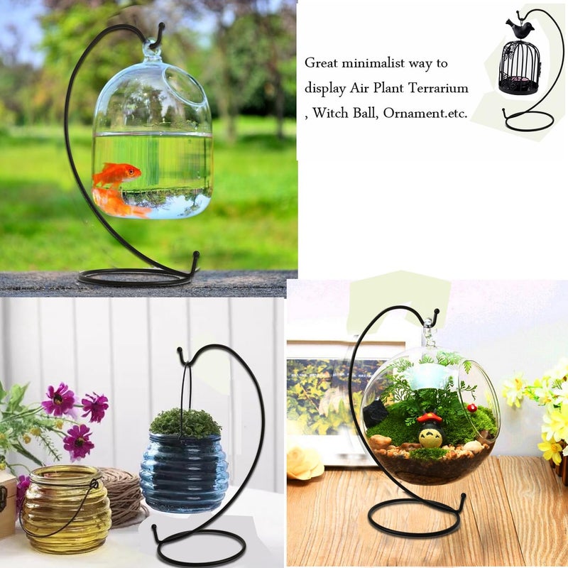 Constefire Ornament Display Stand,6 PCS Air Plants Holder, Planter Terrariums Hanger, Black Iron Wire Hanging Hook for Glass Crystal Witch Ball,Easter Christmas Decoration,Wedding Party Office Home Decor - Image 3